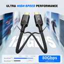120Gbps Thunderbolt 5 Cable 6.6FT, up to 120Gbps Bandwidth for 16K/Dual 8K, 240W, Braided USB C Video Cable Compatible Thunderbolt 4/5, SSD, MacBook M4 Pro,Dock,eGPU,USB4 and USB C, Black