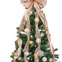 45 * 13Inch Christmas Tree Topper Bow Decoration, Giftable Large Glitter Tree Decoration Ornaments(Rose Gold)