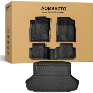 Floor Mats & Cargo Mat for Honda Civic Sedan 2022-2026 (Fits Rear Seats with or Without USB Ports) - All Weather TPE Car Floor Liners, 1st & 2nd Row & Trunk Liner(Not for Hybrid/Hatchback)
