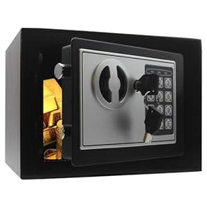 Heroecol Key and Electronic Security Safe Box Digital Deposit Box for Home Office Hotel Business Lock Box for Cash Jewelry Storage (Black, 0.17 Cubic Feet)