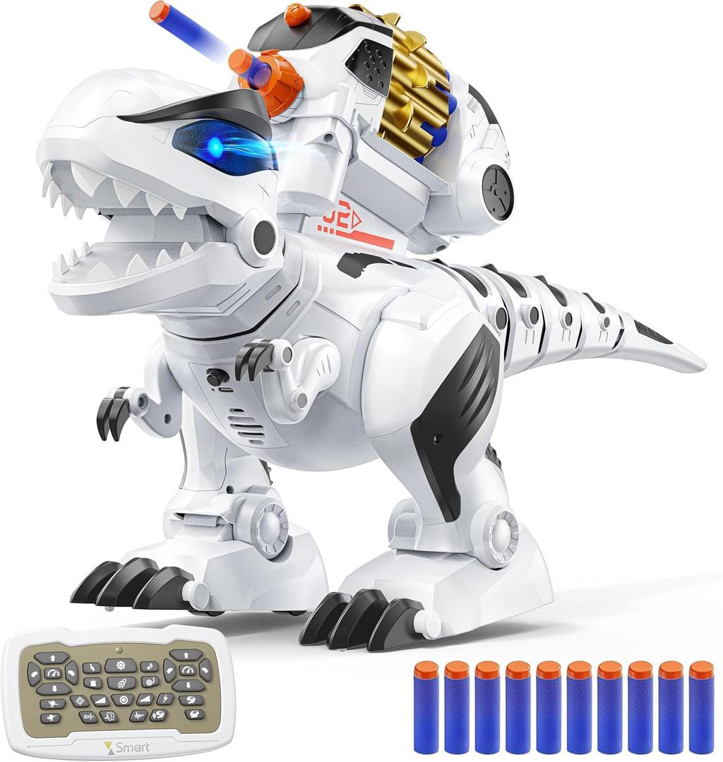Ruko 8809 Remote Control Robot Dinosaur Toys for Kids, Large Rechargeable Toys, STEM Programmable Interactive with Sound Effects, Birthday Gifts for Boys & Girls Age 3 4 5 6 7 8 (White)
