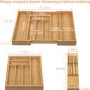 TIOPGHAD Bamboo-Silverware-Drawer-Organizer-Kitchen, Expandable Utensil Holder Cutlery Tray Flatware Organization Adjustable Wood Tableware Dividers Storage (with Removable Knife Block)(Natural)