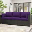 8p Outdoor Cushion Slipcovers Outdoor Patio Cushions Covers Replacement Waterproof with Zipper for 3-Seat Outdoor Rattan Sofa Patio Furniture Cushion Covers Purple, Covers Only