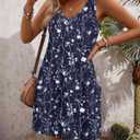 HOTOUCH Women's Casual Sundress with Pockets Summer Beach Dress Floral T-Shirts Dress V Neck Loose Tank Dresses (M)