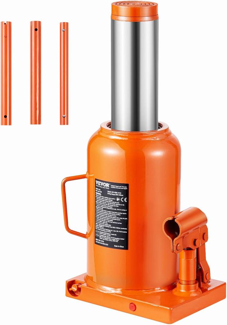 VEVOR Hydraulic Bottle Jack, 50 Ton/110231 lbs Welded Bottle Jack with 11''-17.32'' Lifting Range & 3-Section Long Handle, for Car, Pickup, Truck, RV, Auto Repair, Industrial Engineering (50T)