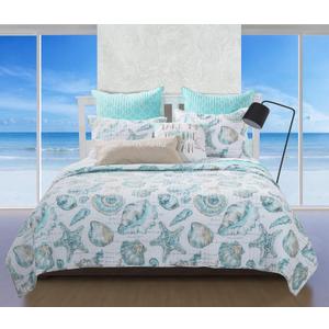 Greenland Home Fashions Ultra-Soft, Reversible, Brushed Microfiber Quilt Set, 3-Piece Full/Queen, Cruz Coastal