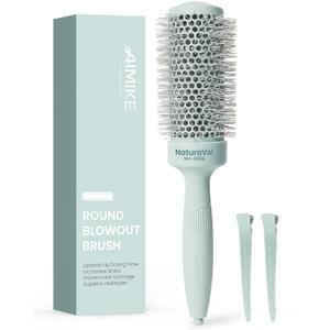 AIMIKE NaturaVol Round Brush for Blow Out, Round Hair Brush Nano Thermal Ceramic & Ionic Tech, for Blow Drying & Salon-like Styling at-home, Maximum Volume Shine - 1.7 Barrel, 2.5 w/Bristle
