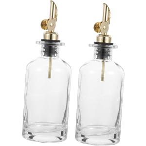 Automatic Oil Bottle for Kitchen Sauce Dispenser Glass Syrup Pump Oil Control Nozzle (21X7X7CM, Golden)