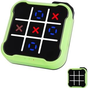 Tic Tac Toe Game, 4 in 1 Handheld Educational Game Machine, Electronic Tic Tac Toe Game for Education and Memory Growth, Home, Toy Board Game for Kids and Adults (Green)
