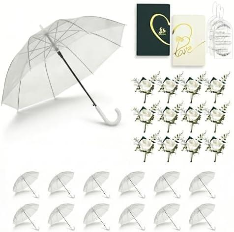 XingXoom 61.8 Inch Arc Large Clear Bubble Umbrella for Wedding & Daily Use, Transparent Dome Windproof Rainproof Stick Umbrella with J-Handle – Elegant Photo Prop for 1-2 People