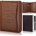 Fuyoooo 3 Pcs Father's Day Christian Gifts for Church Men Pastor's Appreciation Gifts Leather Bible Verse Portfolio Scripture Notebook Bible Pen Religious Coworkers Pastor(Philippians 4:13)