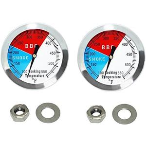 2 Inch BBQ Thermometer Gauge - 2 Pcs Charcoal Pit Smoker Temp Gauge - Replacement for Smoker Grill Wood Charcoal Pit, Temp Thermometer