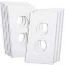 Bates Screwless Duplex Wall Plates, 6 Pack White - Screwless Wall Plate Cover - Electrical Wall Outlet Cover
