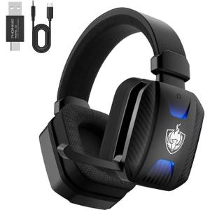 PHOINIKAS Wireless Gaming Headset for PC, PS5, PS4, 2.4GHz USB & Type-C Gaming Headphones with Mic, 7.1 Stereo Sound, 30+Hr Battery Gamer Headsets for Switch, Laptop, Mac -Black