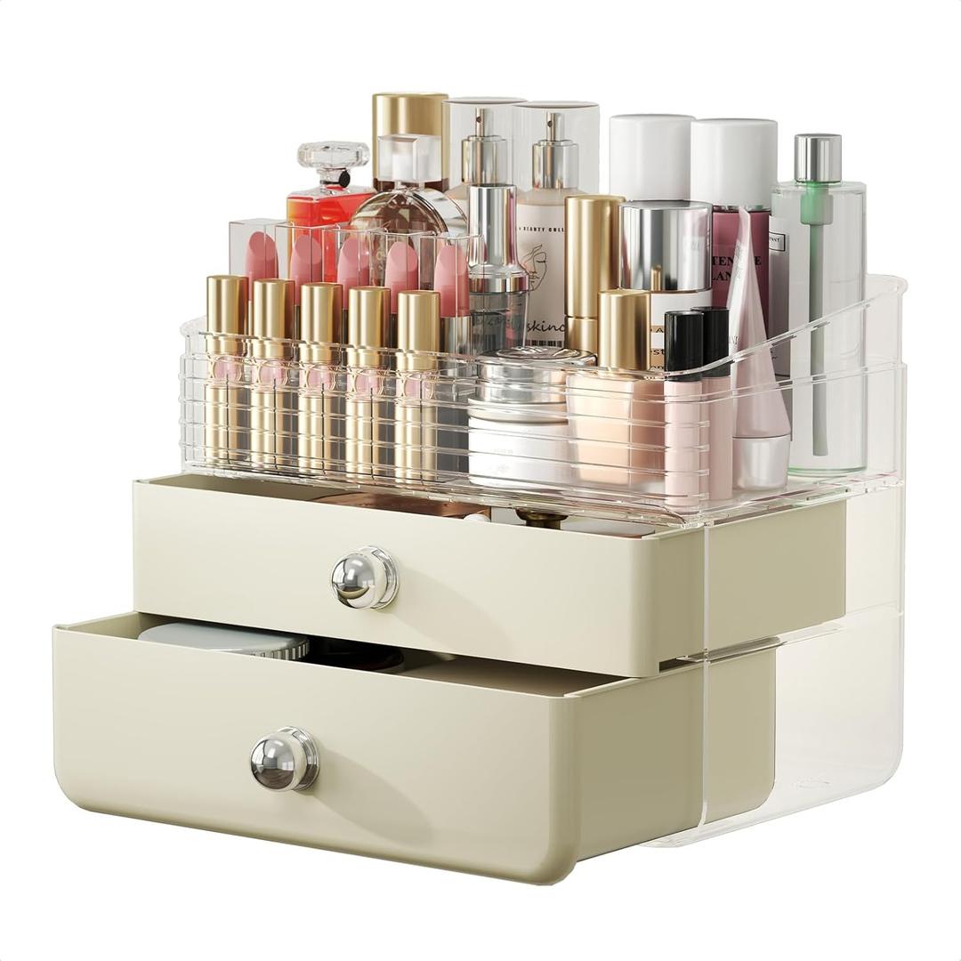 LAMU Makeup Organizer Skincare Organizers with Extra Large Drawer, Bathroom Organizers and Storage Cosmetic Display case for Bathroom Countertop, Bedroom Vanity Desk, Lipstick Organizer, Cream