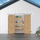 12FT Heavy Duty Box Rail Exterior Barn Door Hardware Kit, Sliding Door Hardware, Outdoor Barn Door Hardware Kit for 2 Doors(Door not Include), 450 lbs Capacity, Silver