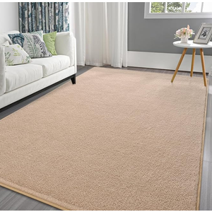 Pettop 7x10 Grey Area Rugs for Living Room Bedroom, Thickened Memory-Foam Throw Carpet, Modern Minimalist Super Soft Kids Boys Girls Rug, Non-Slip and Washable Carpets for Dorm Home Decor, Beige