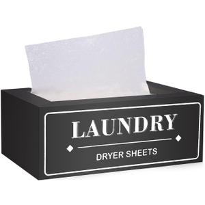 Dryer Sheet Holder Dispenser Container, Space Saving Laundry Room Organization and Storage, Farmhouse Laundry Dryer Sheets Holder for Laundry Room Decor, Fabric Softener Dispenser Containers, Black