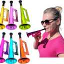 Metallic Trumpet Noise Makers - 12 Pack (7") Fun Mini Shiny Blow Horn Plastic Musical Noisemaker for New Year Birthday Party Favor, Sport School Graduation Events (Metallic Trumpets, 12, Pack)
