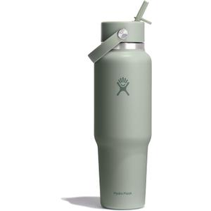 Hydro Flask Travel Water Bottle - Insulated Stainless Steel - Wide Straw Lid, Non Spill, Leakproof in 40 Oz Agave Green