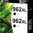 962XL Black Ink Cartridges Combo Pack Replacement for HP 962 XL Work for 9010e 9012 9020e 9019 9010 9015 9025e 9020 9018e 9018 Printers and 9025 9012e Series Printer V24.3.1 Chips (2 Pack Black)