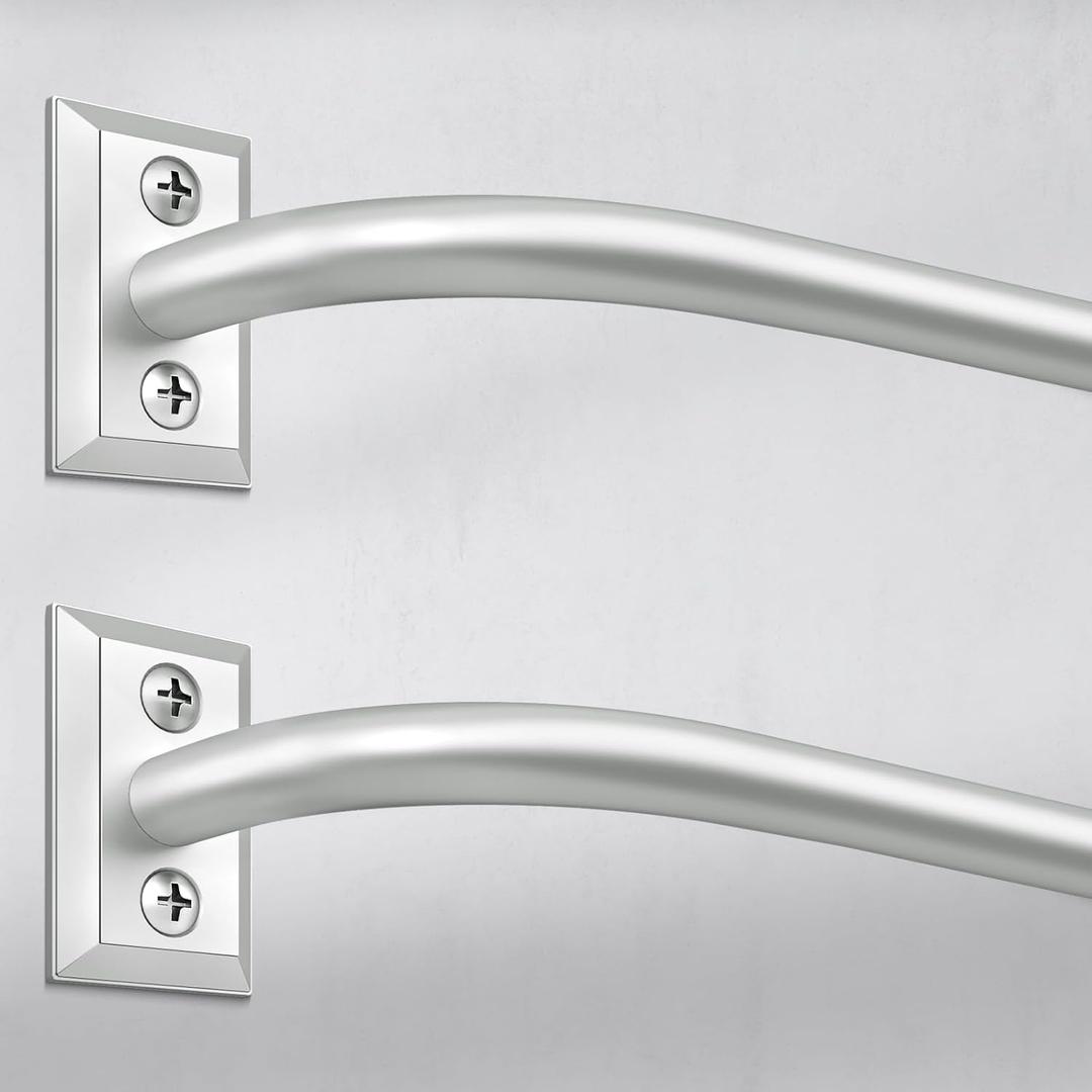 Hei!Dear 2 Pack Blackout Curtain Rod for Windows 28 to 48 inch (2.33-4Ft), Wrap Around Room Darkening Curtain Rods, 5/8" Samll Adjustable Modern Decorative Window rod,Silver