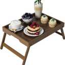 Artmalle Bed Tray Table Folding Legs with Handles Groove Breakfast Food Tray for Sofa, Bed, Eating, Drawing, Platters Serving Lap Desk Snack Tray (Brown Medium) (Medium (11.8" x 15.7" x 1.6") x 1 Pack)