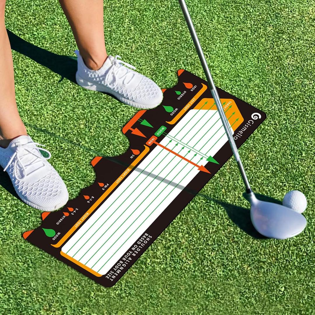 Golf Training Mat for Beginners | Posture Assistance and Entry-Level Stance Corrector | Golf Training Aids Pad for Men Women (Black)