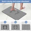 Stone Bath Mat Diatomaceous Earth Shower Mat Non-Slip Super Absorbent Diatomite Stone Bath Mats for Bathroom Floor Quick Drying Natural Easy to Clean(23.6''15.4" Gray) (Line1-grey)