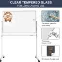 Rolling Whiteboard 48"x32" Clear Glass Dry Erase Board on Wheels