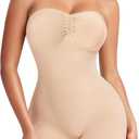 Nebility Strapless Shapewear for Women Tummy Control Shapewear Bodysuits Full Body Shaper with Adjustable Bow & Halter Neck(Beige, Large)