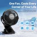 Portable Clip on Fan, 4000mAh Battery Operated Fan, Max 4.5m/s Strong Airflow, 20H Runtime, Quiet 3 Speed USB Rechargeable Mini Personal Fan for Desk Golf Cart Camping, 360° Rotate, Black, 5in