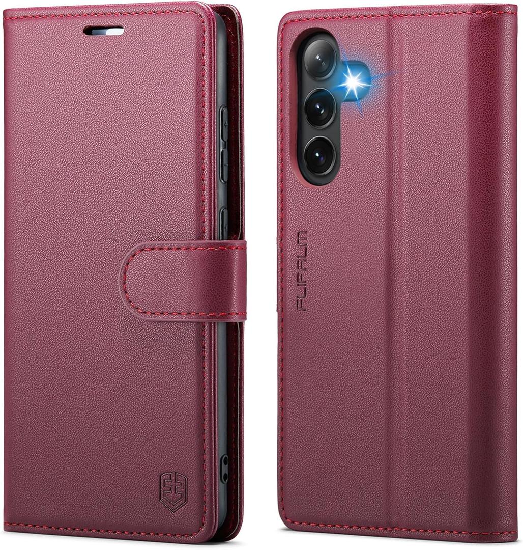 Wallet Case for Samsung Galaxy A26 5G, RFID Blocking Credit Card Holder, PU Leather Folio Flip Kickstand Protective Shockproof Cover for Galaxy A26 (Red)