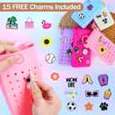 Silicone Crossbody Bag for Women with Magnetic Closure, Adjustable Strap Fits iPhone,Cute Mini Phone Crossbody Bag DIY Charms for Travel,Beach,Stocking Stuffer Gift Pink