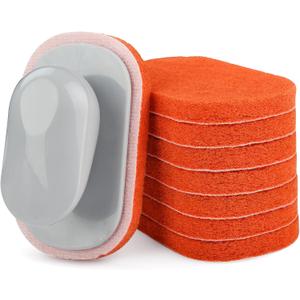 8-Pack Griddle Cleaning Pads with Holder Kit- Premium Grill Scrubbing Stone for Blackstone, Hibachi & Flat Top Grills - Non-Scratch Cleaning Accessories