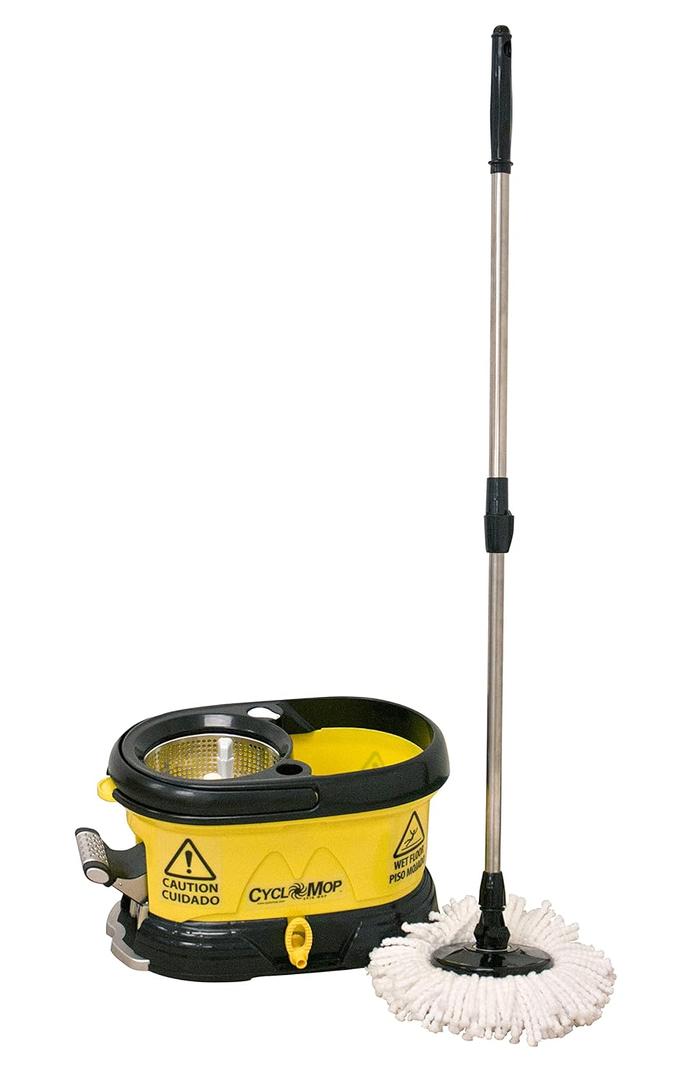 Bucket with Mop Handle,Yellow/Black