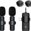 Wireless Lavalier Microphone, Professional Wireless Lavalier Lapel Mic, Portable Clip Mini Mic for Interview/Vlog/Livestream/Podcast/Teaching, Audio & Video for iPhone, Android/Pad/Camera/Laptop