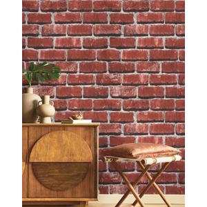 Red Brick Wallpaper Peel and Stick Contact Paper for Wall Faux 3D Brick Self Adhesive Contact Paper Rustic Removable Wallpaper for Fireplace Kitchen Bedroom Bathroom Waterproof 17.3inW 78.7inL