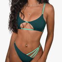ZAFUL Women's Sexy Cutout Bikini Thong Bikini Set Tie Back Two Piece Swimsuit Bathing Suit