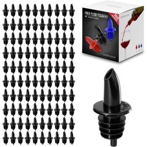 Esatto 100 Piece Plastic Bottle Pourer - Versatile Drink and Alcohol Pourer Spout - Easy Install, Durable, Professional Bar Tool (Black)