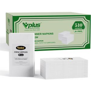 Vplus 510 Pack Paper Napkins Guest Towels Disposable Premium Quality 2-ply Dinner Napkins Disposable Soft, Absorbent, for Kitchen, Parties, Dinners or Events(White)