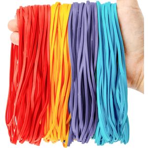 Large Rubber Bands Heavy Duty- Sukh 100PCS 7 Inches Extra Large Rubber Bands for Home Kitchen Office Huge Size Good Elasticity Jumbo 4 Colors, Ideal for Organizing Files, Newspaper, Express Box (Red, Blue, Purple, Yellow)
