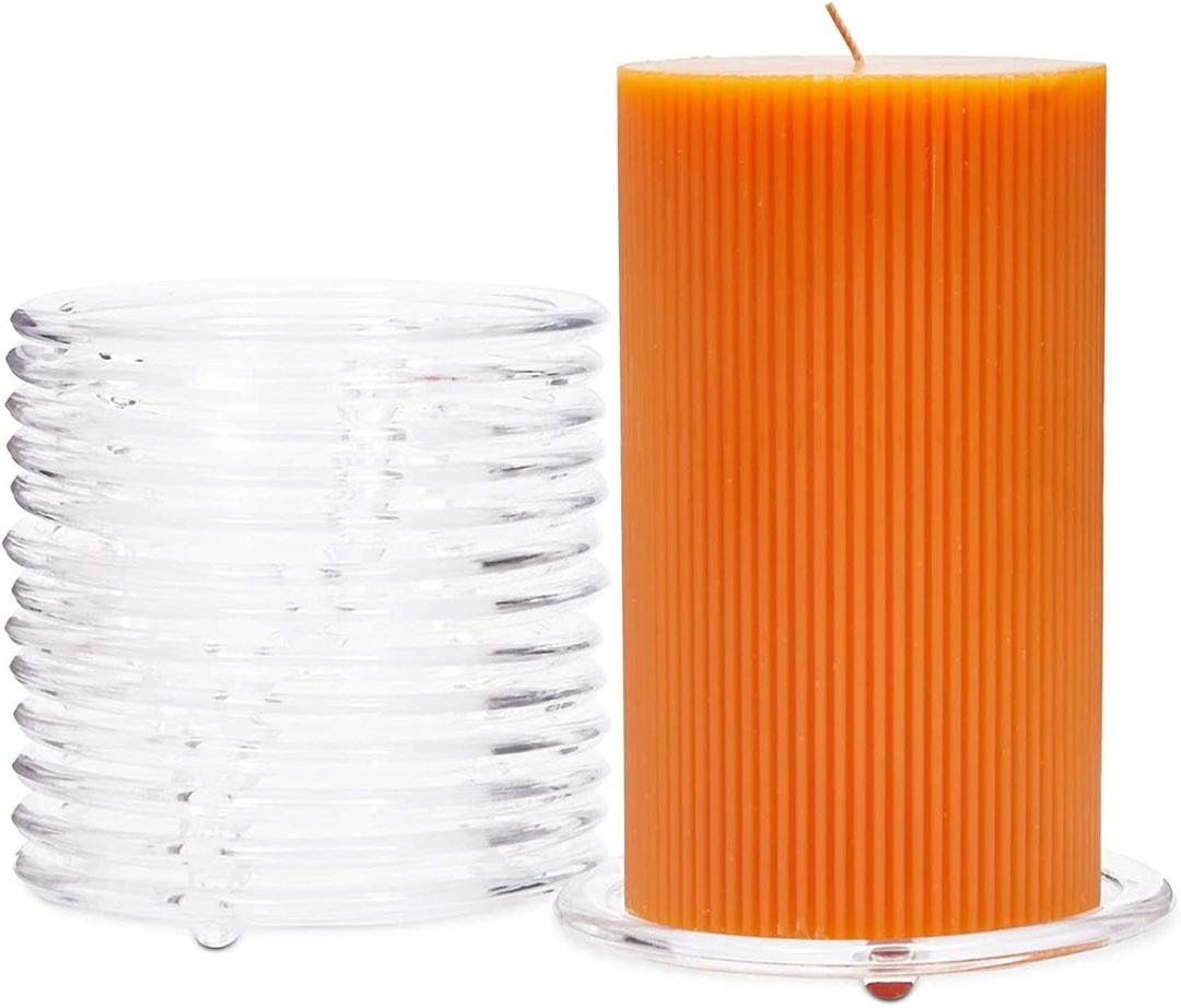 Okuna Outpost Glass Pillar Candle Holder Plates - 5 in Clear Round, 12 Pack - Candle Plate Base & Coaster Pack