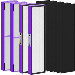FLT5250PT Replacement Filter Compatible with Air Cleaner Purifier AC5000E AC5300B AC5350W AC5350B CDAP5500, 4 Premium Filters with 8 Carbon Pre-Filter, Purple Pet Care Version