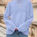 PRETTYGARDEN Oversized Sweaters for Women 2025 Fall Cute Cable Knit Long Sleeve Crewneck Chunky Pullover Tops Winter Clothing (Light Blue,Small) (Blue, S)