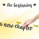 3 x The Beginning of A New Chapter Banner, No DIY Farewell Party Decorations Glitter Happy Congrats Retirement Congratulations Party Banner Going Away Sign Garland for Graduation Housewarming