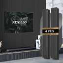 4-Piece Wood Slat Panels for Wall 94.5"11" Acoustic Panels for Interior Wall Decor 3D Fluted Sound Absorbing Panel - Mattle Black