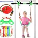 Indoor Kid Swing, Kids Doorway Swing, Door Pull up bar Doorway with 4pcs, Door Pull up bar for Adults,Doorway Gym for Kids Door Swing (JS010007-OR)