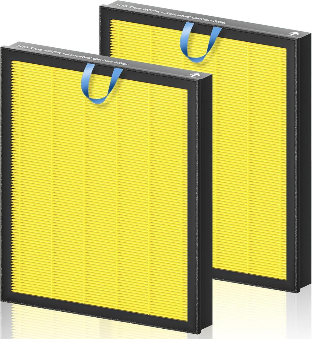 Vital 100S Pet Care Replacement Filter for LEVOIT Vital 100S and Vital 100S-P Air Purifier, H13 True HEPA and High-Efficiency Activated Carbon Filter, Vital 100S-RF-PA, LRF-V102-YUS, 2 Pack, Yellow (Vital 100S / Vital 100S-P, Yellow - Pet Care Filter)