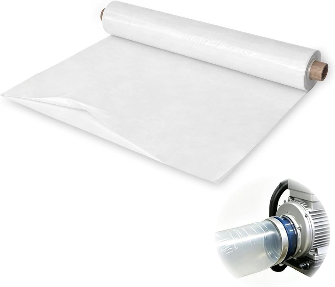 Lay Flat Ducting Poly Tubing, 22Inch x 200 FT Clear PE Vent Hose for 8" and 12” Blowers, 10-Wire Thick Heavy Duty Flexible Ventilation Tubing, Tear Resistant Poly Duct for Jobsite&Industrial Airflow